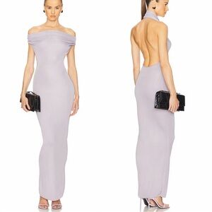 Helsa Aaliyah Maxi Knit Dress in Silver